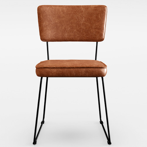 Cadeira Decorativa Estofada Para Sala De Jantar Base Em Aço Allana L02 Couríssimo Camel