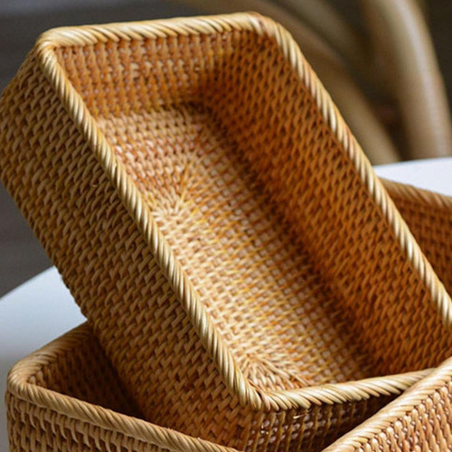 Cesta Organizadora De Ratán Para Cosméticos, 20 Cm X 13 Cm X