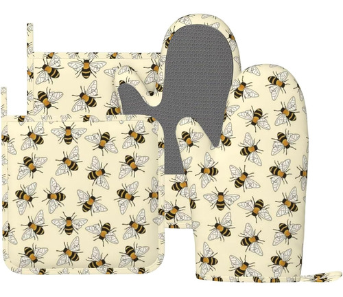Ceviolinre Happy Busy Bees - Manoplas De Horno Y Soportes Pa