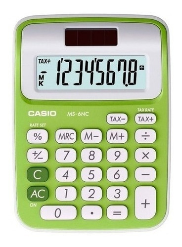 Calculadora Escritorio Casio 8 Dígitos Ms-6nc Verde
