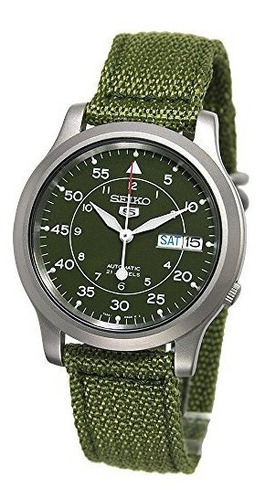 Reloj Automático Seiko 5 De Acero Inoxidable Con Lona Verde.