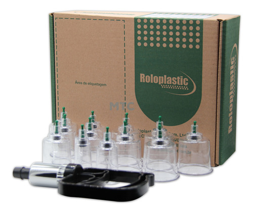 Kit Ventosa C/12 Copos Std Com Cabo Preto - Roloplastic
