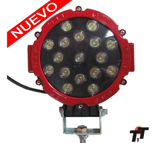 Juego Faro Proyector Redondo 51w 3700lm 17led 4x4 Off Road