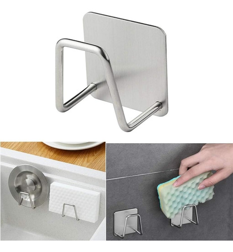 Soporte Esponja Lavaplatos Acero Inox + Adhesivo,organizador