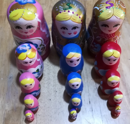 Imagen 5 de 5 de Muñeca Matrioshka De 5 Piezas, Artesanal / Importadas