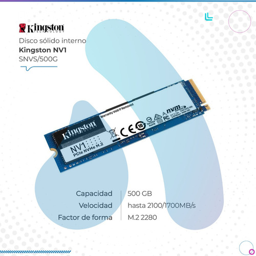 Disco Ssd Kingston 500gb Nv1 Nvme 2280 Snvs/500g