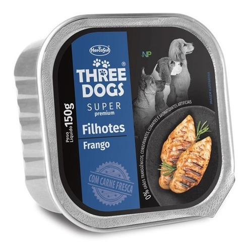 Alimento Perros Cachorros Three Dogs Pate De Pollo 150gr. Np