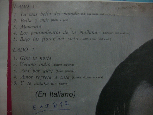 Vinilo Nicola Di Bari E Ti Amavo En Italiano M2