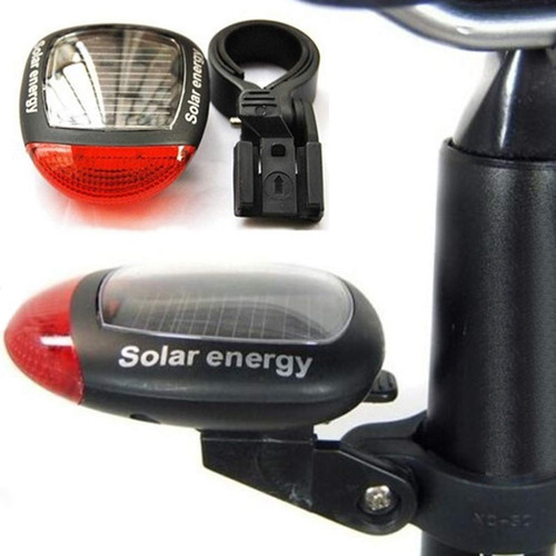 Luces Traseras Led Recargables Bicicleta Energía Solar Negro
