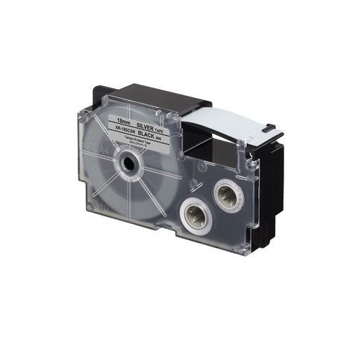 Imagen 1 de 5 de Cinta Para Rotulador Casio Xr-18scsr 18mmx5.5mnegro/plateado