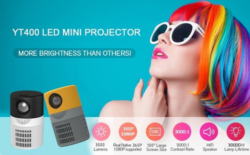 ~ Proyector Regalo Yt 400 Hd Mini Portátil 3000 Lúmenes