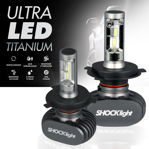 Ultra Led Shocklight 10.000 Lumens H4 50w 6000k Titanium Kit