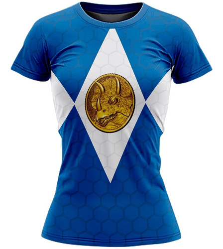 Playera Sublimada Power Ranger Azul Tallas Extra Corte Dama