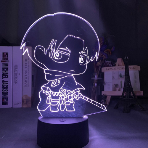 Figura De Levi Ackerman Chibi En 3d Night Light Attack On Ti
