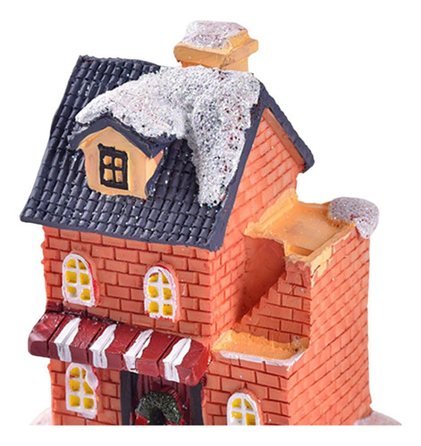 * Navidad Nieve Pueblo Casa Escena Ornamento Luz Miniatura
