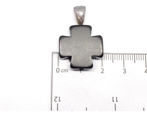 Imagen 3 de 4 de Dije Plata Resina Cruz Negra 20mm