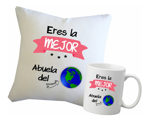 Almohadon Y Taza Regalo  La Mejor Abuela Del Mundo- Día De 