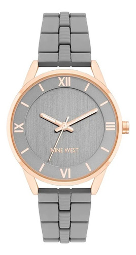 Reloj Nine West Analogo Metal Gris Para Dama