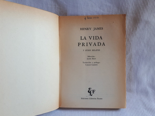 Imagen 5 de 8 de La Vida Privada Y Otros Relatos Henry James Librerias Fausto