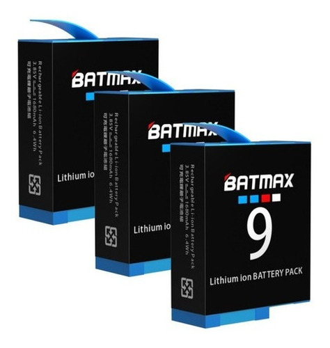 Kit 3 Bat Eria Gopro Batmax Hero 9 E 10 - Pronta Entrega
