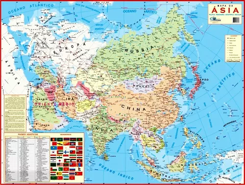 Mapas da América do Sul e Norte, Europa, EUA, Ásia