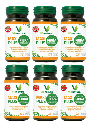 Suplemento en comprimidos Vianatural  Grandiet Maxifibra Plus fibras en frasco de 0mL 40 un pack x 6 u