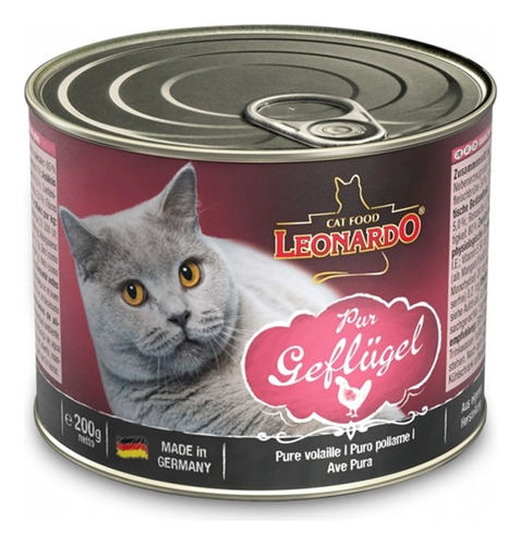 Alimento Leonardo Para Gato Adulto Sabor Ave En Lata De 200g