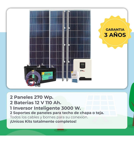 Kit Solar Para Casas Completo Paneles 270w Inversor 3000w 1s