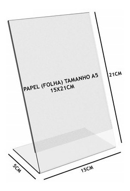 Imagem 2 de 3 de Display Acrilico L Papel Folha A5 15x21cm - Kit Com 10 Peças