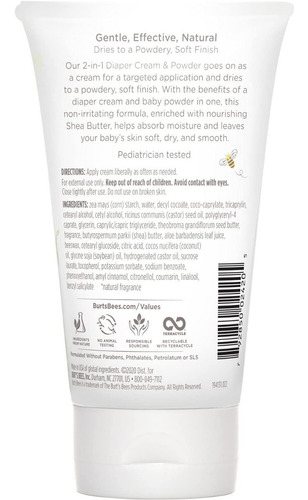 Burt's Bees Crema Para Rozadura De Pañales, Sin Talco, Baby