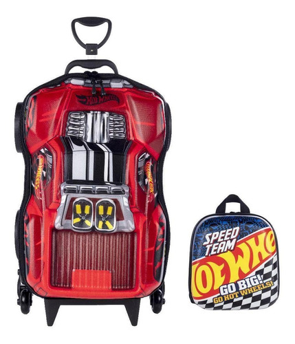 Kit Mochila 3d Rodas Hotwheels Dawgzilla Lancheira Infantil