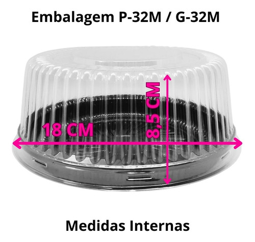 5 Unidades Embalagem Boleira Redonda G32m Diam 18x8,5cm