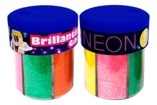 Brillantina Gibre Sifap Dispenser Neon 6 Colores Brillantes