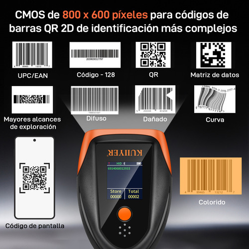 Lector De Códigos y Barras Inalambrico Kuiiyer KU063PRO color Negro 5V
