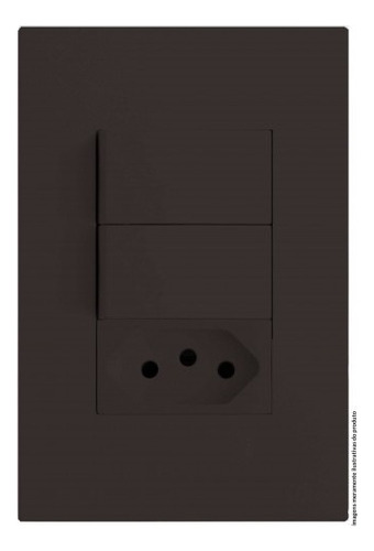 Interruptor Duplo Simples+ Tomada 20a Recta Chocolate Satin Cor CHOCOLATE SATIN FOSCO