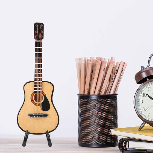 Guitarra En Miniatura, Mini Modelo De Guitarra En Miniatura De Madera Con Soporte De Guitarra Modelo De Pantalla Mini Adornos Para Decoración De Oficina En Casa Cumpleaños De Navidad(16 Cm)