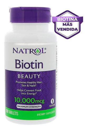 Imagen 1 de 5 de Cabello Increíble Con Natrol 10,000 Mcg Con 100 Tabs