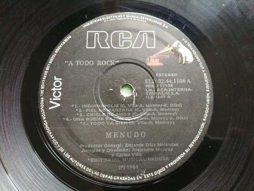 Eam Lp Vinilo Menudo A Todo Rock 1984 Edicion Peruana Rca