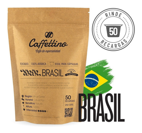 Imagen 1 de 9 de ¼kg Café De Especialidad Brasil P/nespresso (50 Usos)