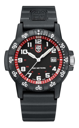 Reloj Tactico Luminox 335 Rojo Suizo Sumergible Militar Sea Color de la malla Negro Color del bisel Negro