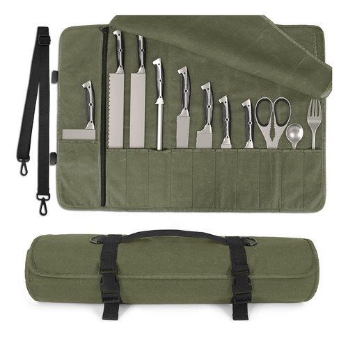 Bolsa De Rollo De Cuchillo Chef Mejorado, Estuche De Cuchill