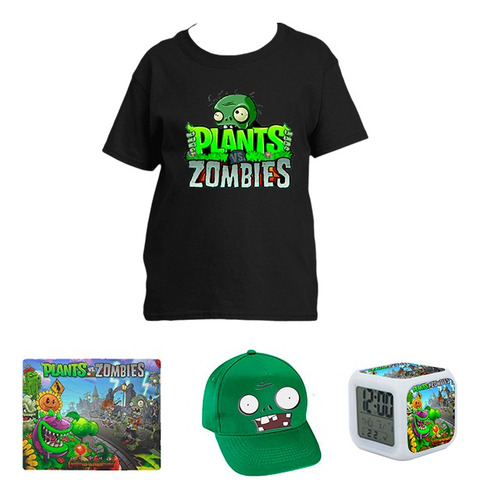 Pack Dia Del Niño Polera Plantas Vs Zom Jockey Reloj Puzzle