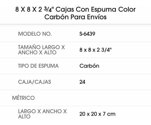 24 Cajas Con Espuma Protectora Color Carbón 20x20x7cm (Usado)