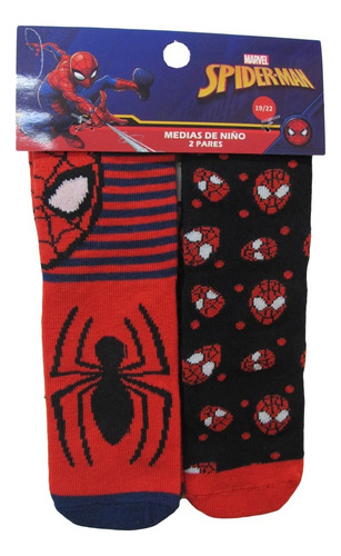 Pack X 2 Medias Infantiles Spiderman Marvel Talle 19 Al 30