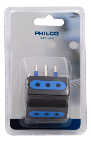 Enchufe Adaptador Triple Philco Negro / Tecnofactory