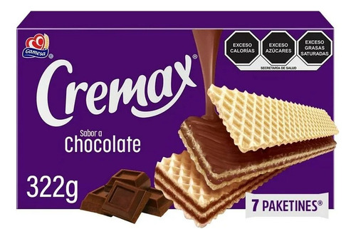 3 Pza Galletas Gamesa Cremax Tipo Wafer Sabor Chocolate 7 Pa