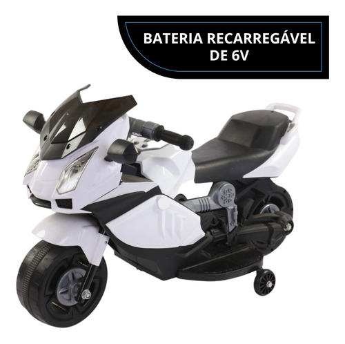 Mini Moto Elétrica Infantil Bateria 6v Bw044br Branca