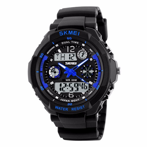 Reloj Hombre Skmei S-shock 0931 Negro Azul Crono Alarma Luz