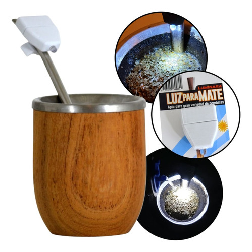 Luminara Luz Matera Linterna Para Mate Luz Mate Incluye Pila Blanco Luminara