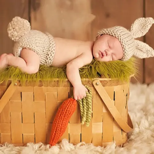 Disfraz Bebe Niño Estambre Conejo Recién Nacido Sesión Foto